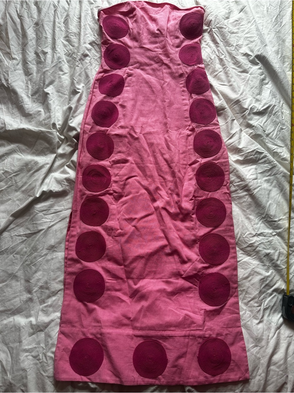 The Wolf Gang Filipa Embroidered Strapless Maxi Dress Linen Blend Floss Pink M - Picture 3 of 13